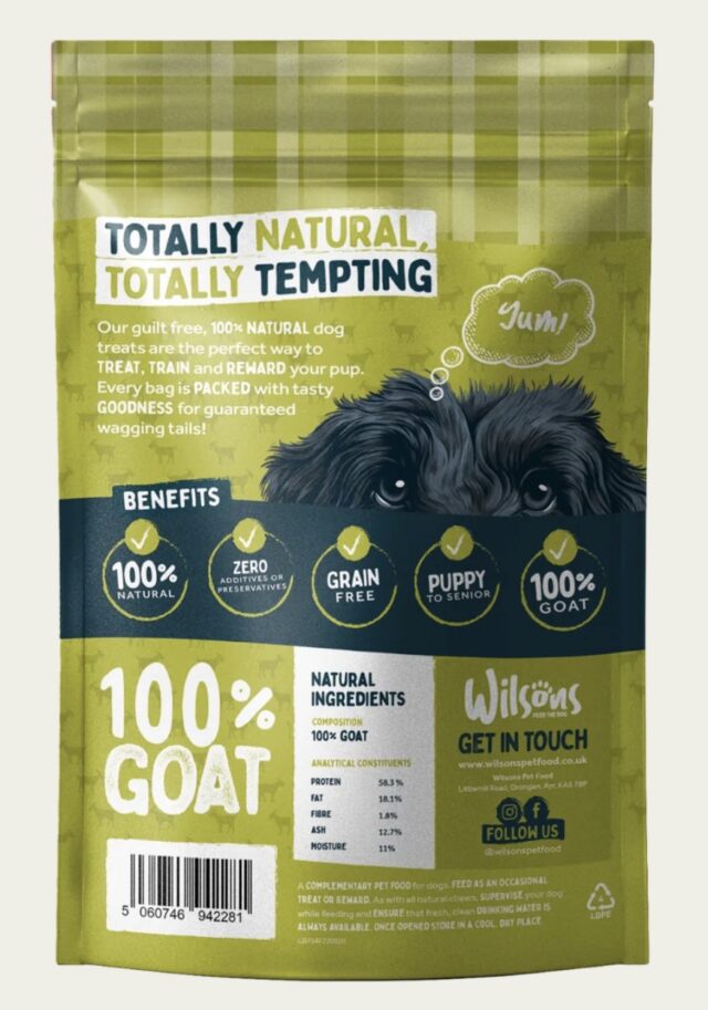 Wilsons Goat Bites dog training treats